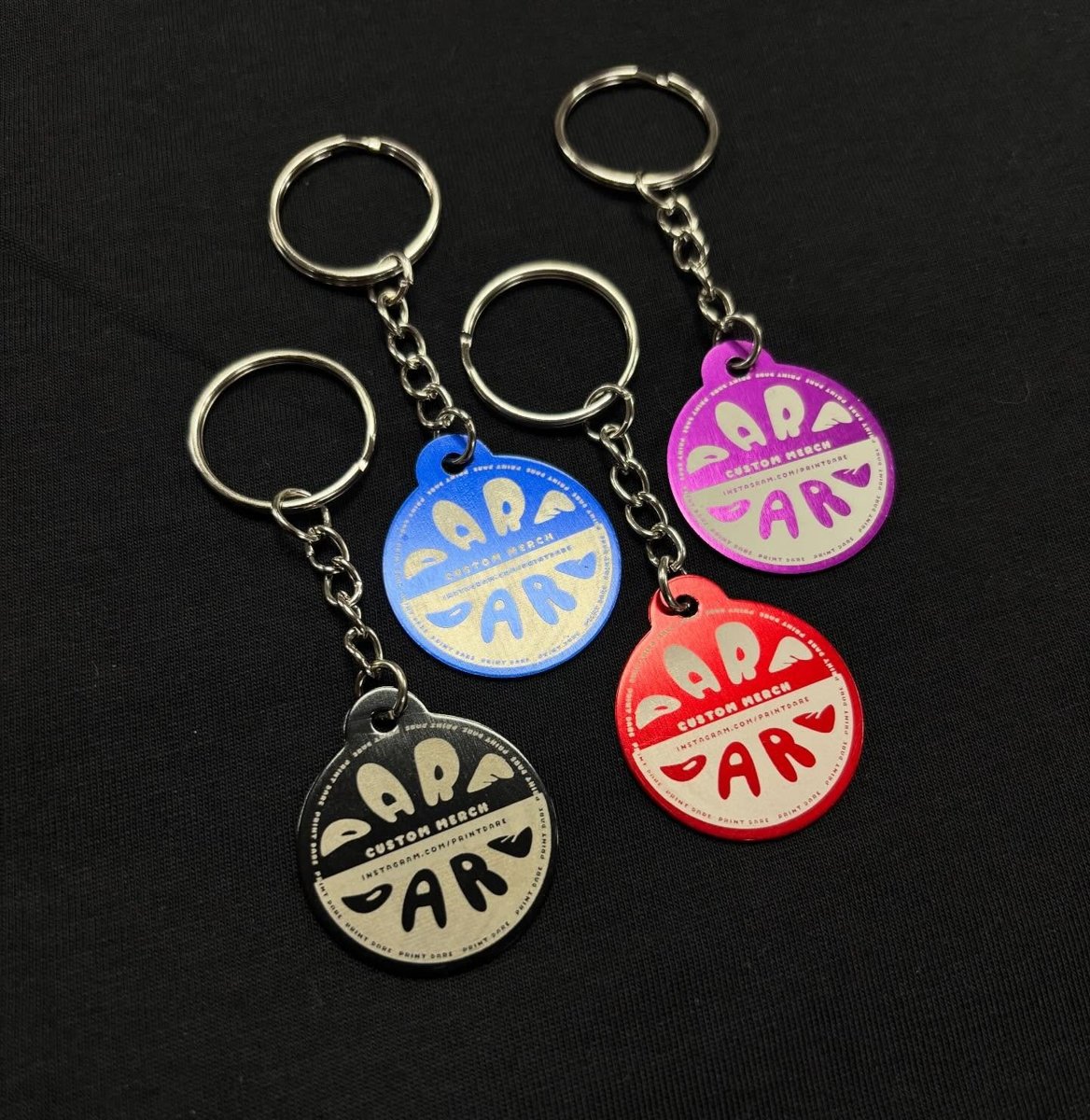 Colourful PrintDare custom keyrings